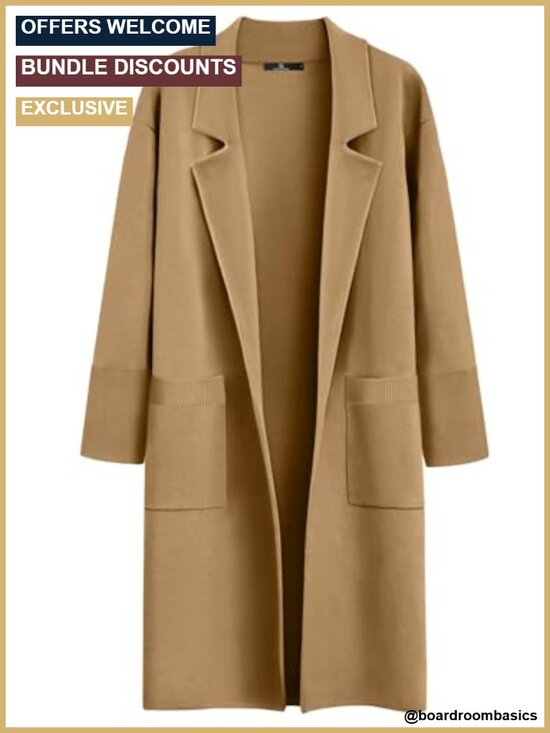 Jackets & Blazers - Womens Long Cardigan Sweater Oversized Trench Coat Open Front Shawl Collar